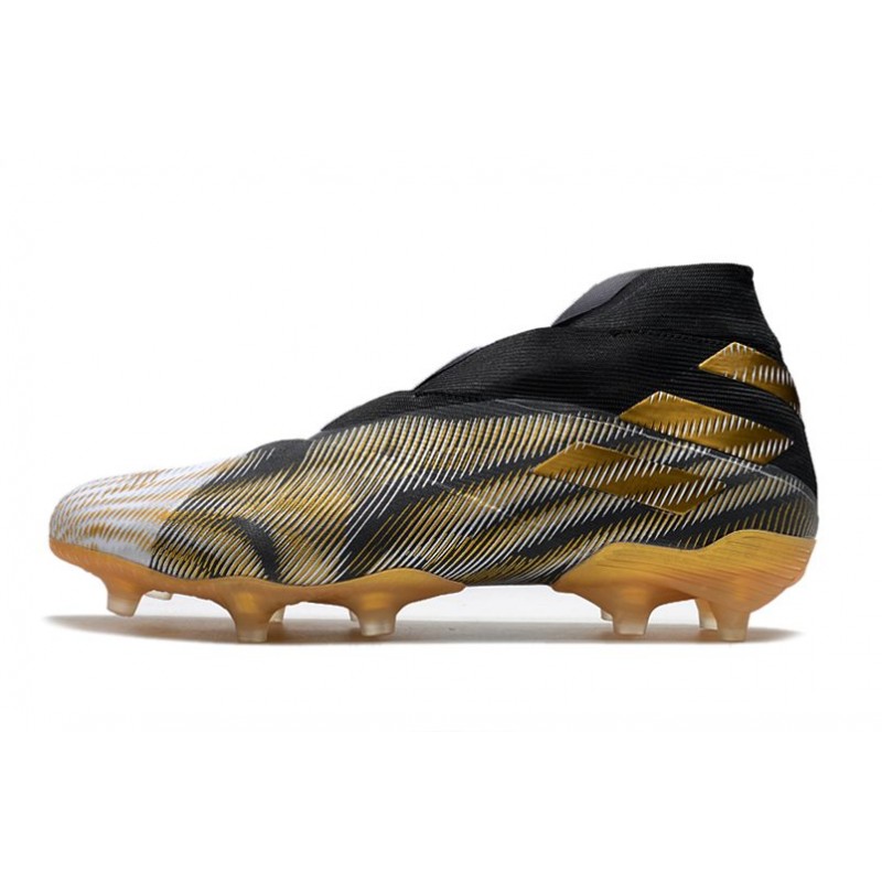 Adidas Botas de Fútbol Nemeziz 19+ FG - Blanco Dorado Metalizado Negro