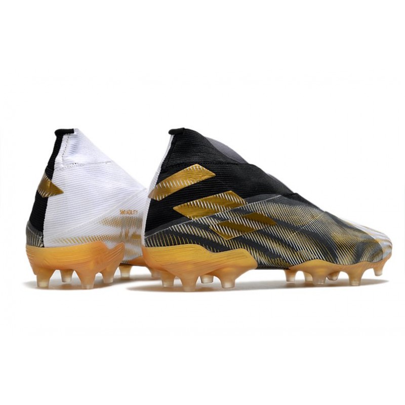 Adidas Botas de Fútbol Nemeziz 19+ FG - Blanco Dorado Metalizado Negro
