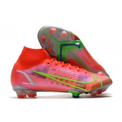 Nike Bota Mercurial Superfly VIII Elite FG Carmesi Plateado Metalizado