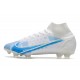 Zapatos Nike Mercurial Superfly 8 Elite FG Blanco Azul
