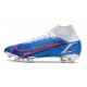 Zapatos Nike Mercurial Superfly 8 Elite FG Azul Blanco Rojo