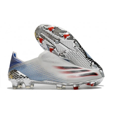 adidas X Ghosted + FG Botas Plateado Metálico Negro Escarlata