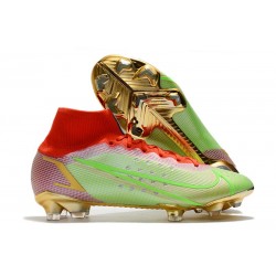Zapatos Nike Mercurial Superfly 8 Elite FG Verde Rojo Oro