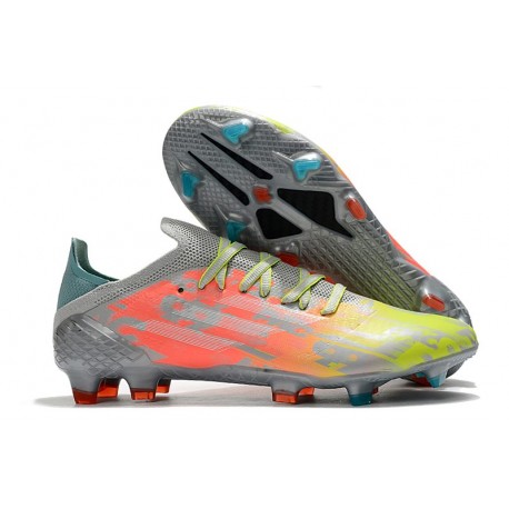 Tacos de Futbol Adidas X Speedflow.1 FG Onix Transparente Blanco Amarillo