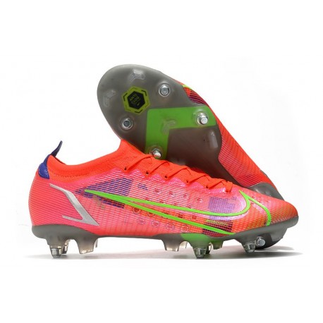 Bota Nike Mercurial Vapor 14 Elite SG Carmesi Plateado Metalizado