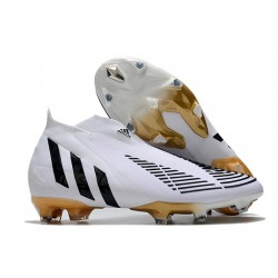 Tacos de Futbol adidas Predator Edge+ FG Blanco Oro Negro