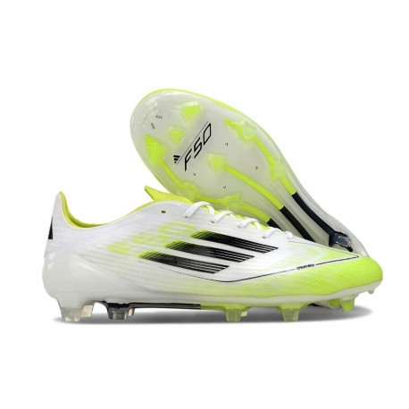 Botas de Futbol adidas F50 Elite FG Blanco Negro Amarillo
