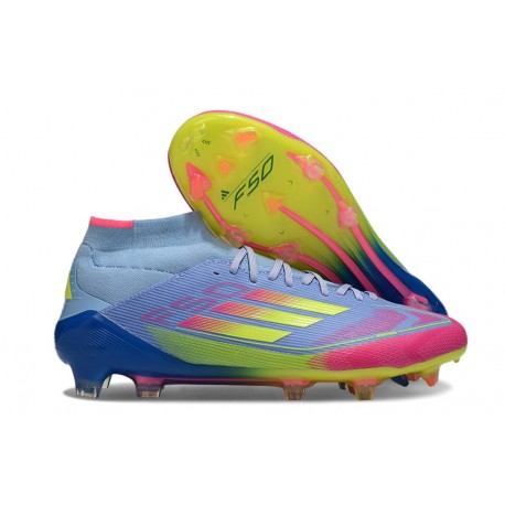 Zapatos adidas F50 Elite Mid FG Azul Fusion Limón Lúcido Rosa Lúcido