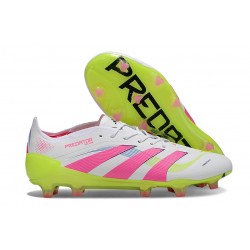 BOTINES DE FUTBOL adidas Predator Elite FG Blanco Rosa Lúcido Limón Lúcido