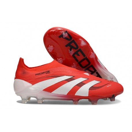 Bota adidas Predator Elite Laceless FG Rojo Lúcido Blanco Negro
