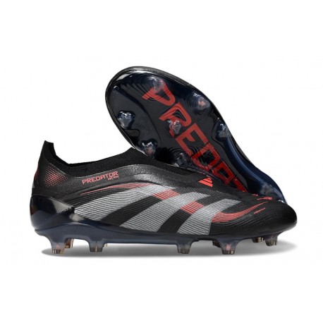 Bota adidas Predator Elite Laceless FG Negro Gris Four Rojo Lúcido