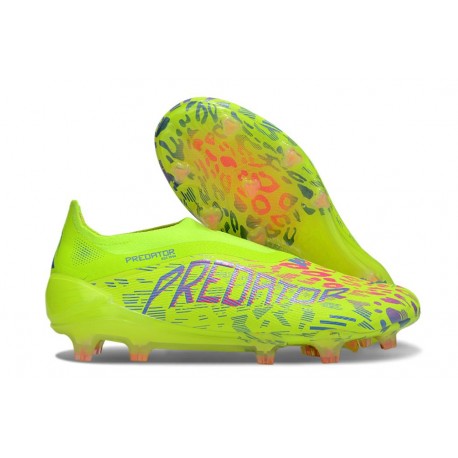 adidas Predator Elite Laceless FG Limón Lúcido Rosa Lúcido Azul Fusion