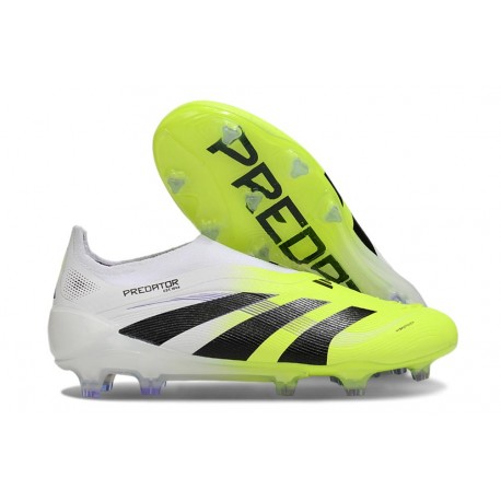 Bota adidas Predator Elite Laceless FG Blanco Negro Limón Lúcido