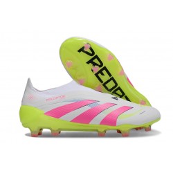 Bota adidas Predator Elite Laceless FG Blanco Rosa Lúcido Limón Lúcido
