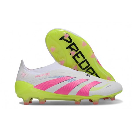 Bota adidas Predator Elite Laceless FG Blanco Rosa Lúcido Limón Lúcido