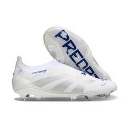 Bota adidas Predator Elite Laceless FG Blanco Gris Azul