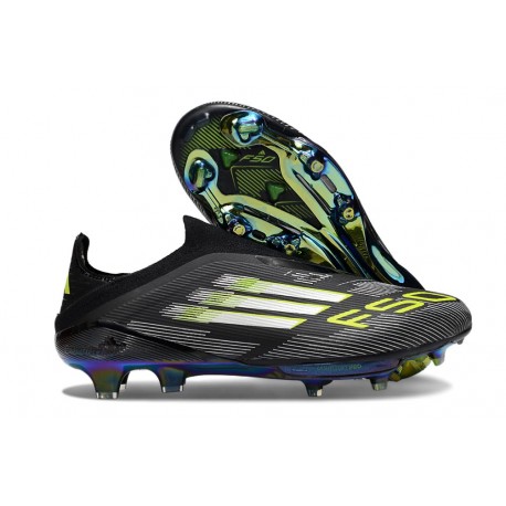 Zapatos Adidas F50+ Sin Cordones FG Negro Limón Lúcido Blanco