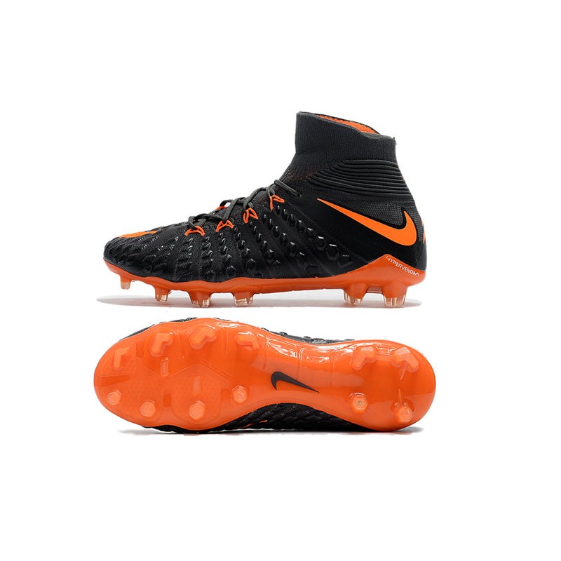 Nike Hypervenom Phantom III DF FG Botas de Fútbol - Negro Naranja