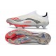 Zapatos Adidas F50+ Sin Cordones FG X MESSI Ftwr Blanco Rojo Lúcido Plateado Met.