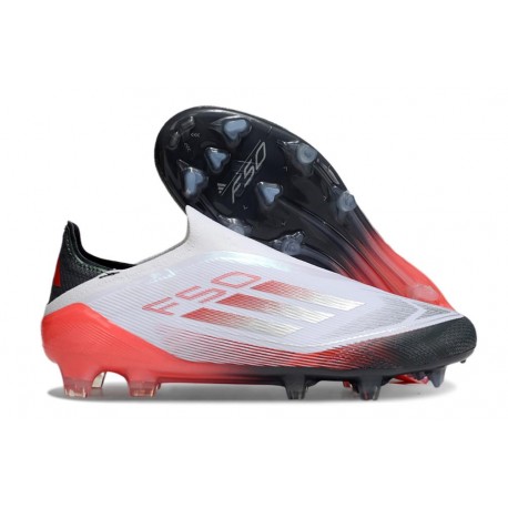 adidas F50 Elite Sin Cordones FG Blanco Negro Rojo