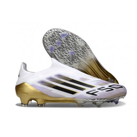 adidas F50 Elite Sin Cordones FG Blanco Negro Met Dorado