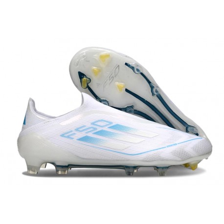 adidas F50 Elite Sin Cordones FG Blanco Perla Met Azul