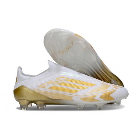 adidas F50 Elite Laceless FG Blanco Met Dorado