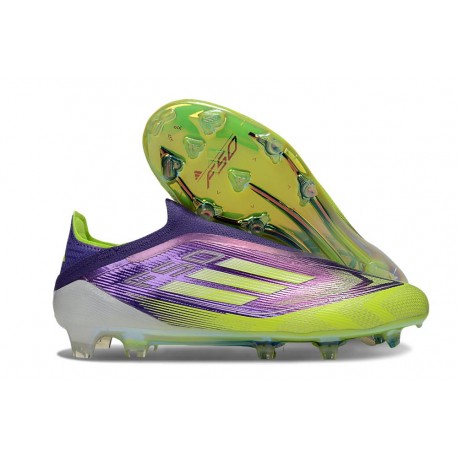 adidas F50 Elite Laceless FG Morado Rush Ftwr Blanco Limón Lúcido
