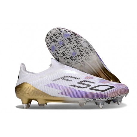 adidas F50 Elite Laceless FG Blanco Negro Violeta