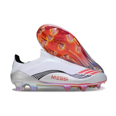 adidas F50 Elite Laceless FG X MESSI Ftwr Blanco Rojo Lúcido Plateado Met.