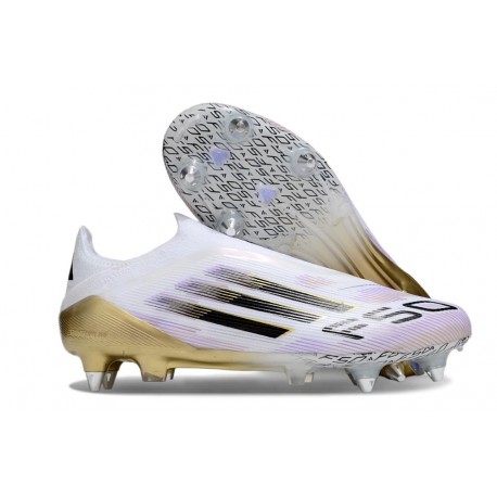 Botas Adidas F50 Elite Laceless SG Pro Blanco Negro Met Dorado