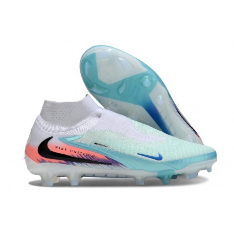 Botas de fútbol altas Nike Phantom 6 Elite FG Azul Blanco Negro
