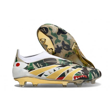 Bota adidas Predator Elite Laceless FG Negro Verde Dorado