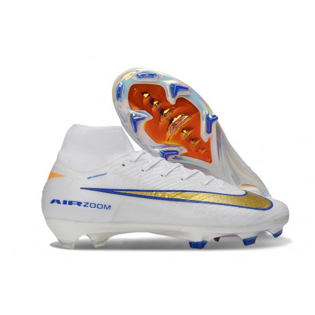 Botas Nike Mercurial Superfly 10 Elite FG Blanco Azul Dorado
