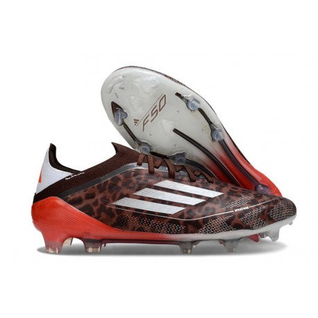 Botas de Futbol adidas F50 Elite FG Leopardo Plateado Rojo
