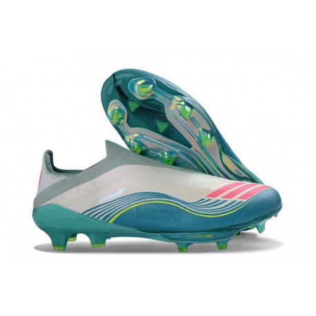 Bota Adidas F50 + LL FG X Messi Ftwr Blanco Rosa Lúcido Flash Agua