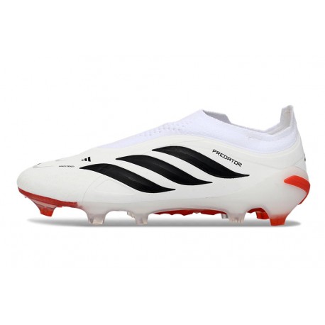 Bota de Futbol adidas Predator Elite Laceless FG Blanco Negro Rojo