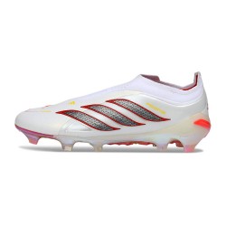 Bota de Futbol adidas Predator Elite Laceless FG Blanco Rojo Negro