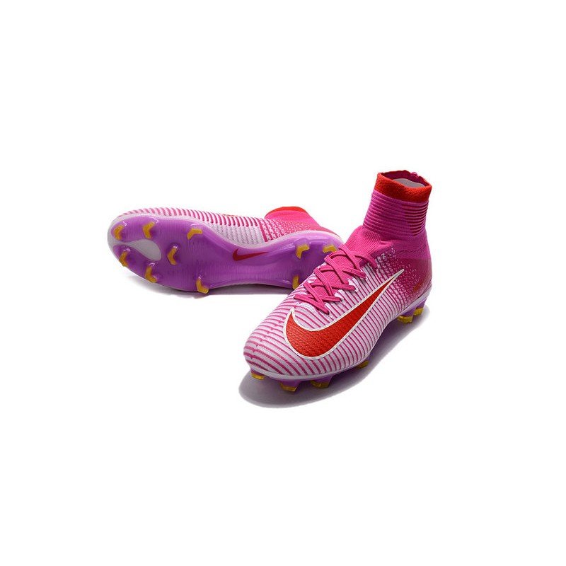 Nike Botas de fútbol Mercurial Superfly V Tacos FG -Rosa Rojo