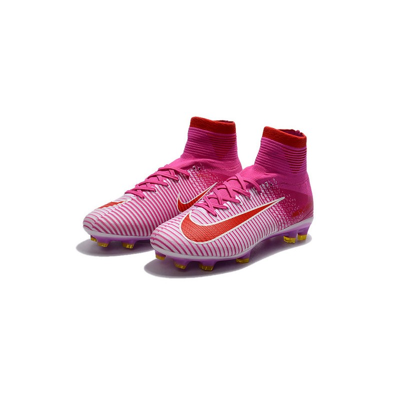 Nike Botas de fútbol Mercurial Superfly V Tacos FG -Rosa Rojo