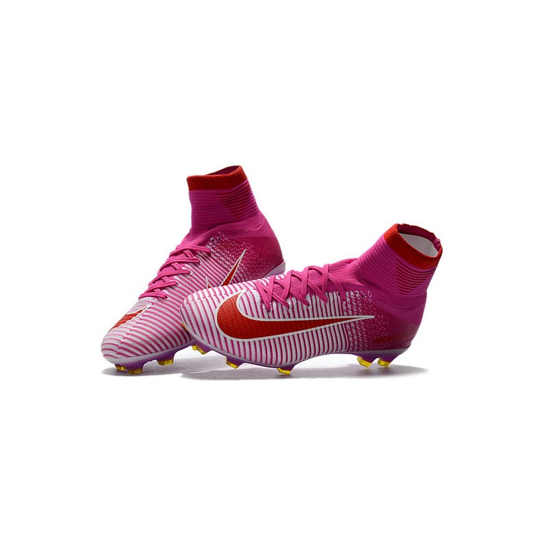Nike Botas de fútbol Mercurial Superfly V Tacos FG -Rosa Rojo
