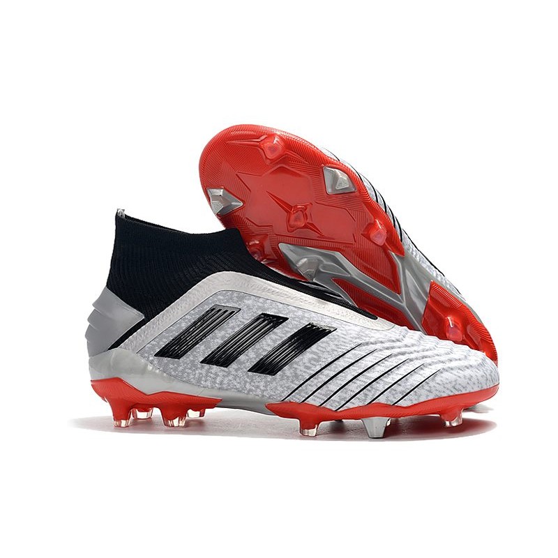 Zapatillas de Fútbol adidas Predator 19+ FG Plata Negro Rojo