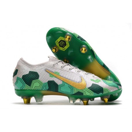 Nike Mercurial Vapor 13 Elite SG-Pro Mbappe Gris Dorado Metalizado Verde